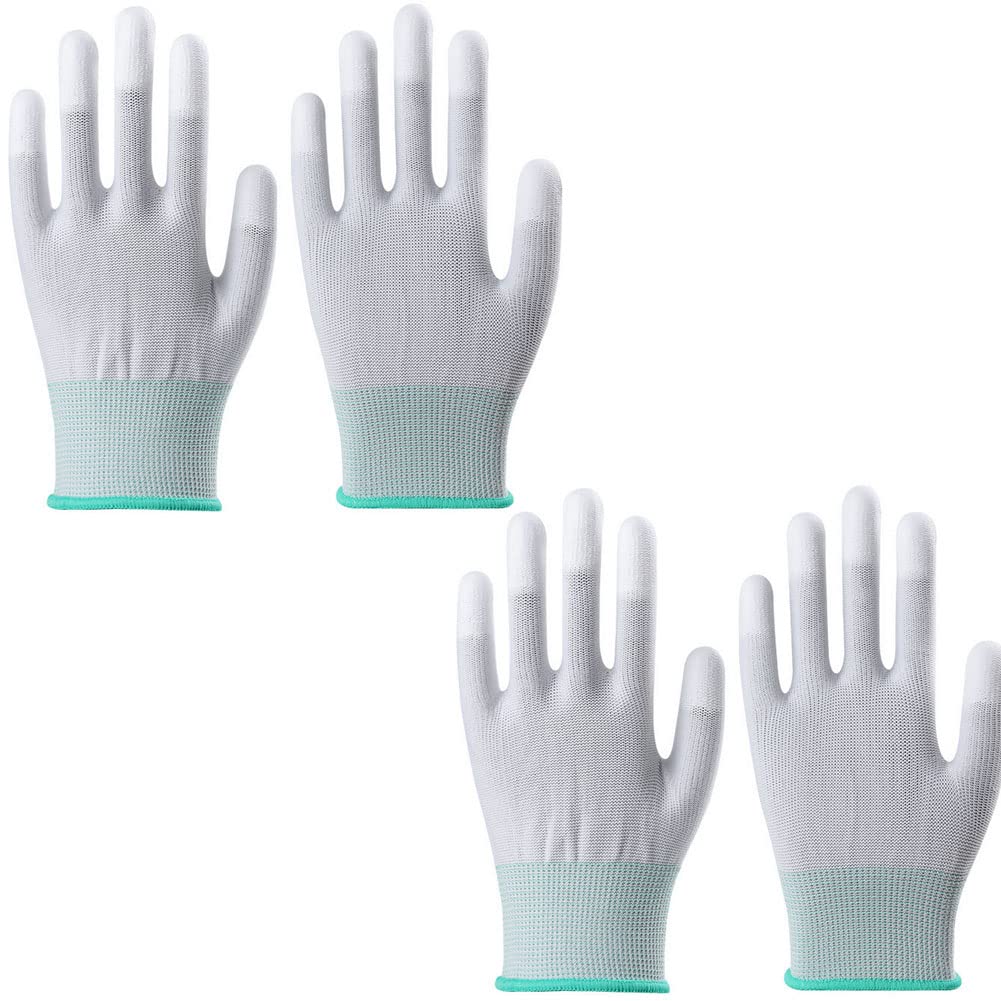 nanaxagly 2 Pair Anti Static Antiskid Glove PU Coated Fingertip Non-slip Durable Breathable Wearable Gloves Home Gardening Cleaning Tool for Women Men, Youth (M green)