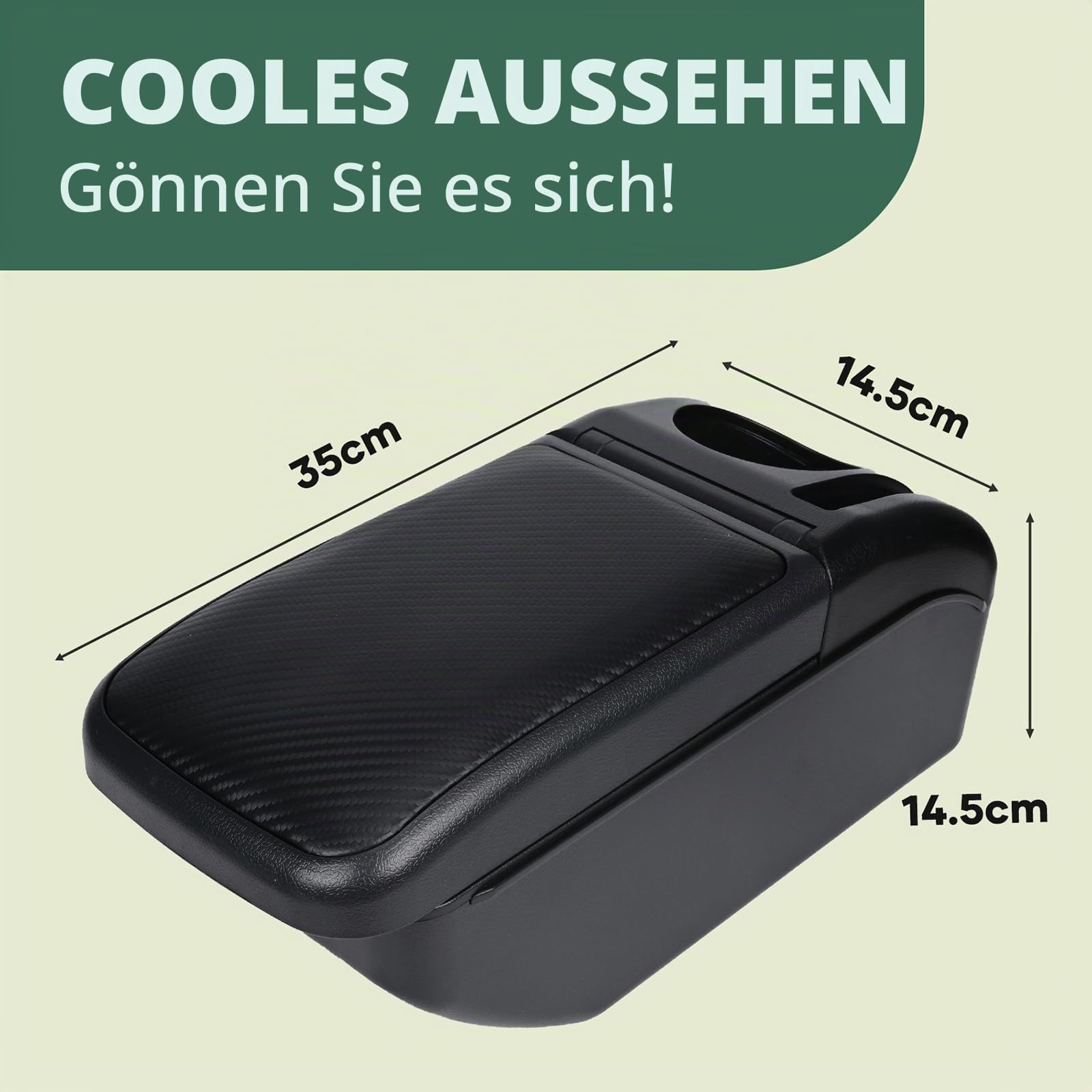 ZENVI Compatible with Peugeot 208 Armlehnen 2019-2026 | Kohlefaser-Stil, Kann als Ellbogenstütze,MittelArmlehnen,Mittelkonsolen Veranstalter Armlehnen,Doppelter Stauraum