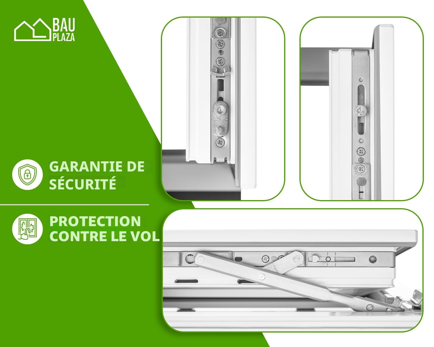 Fenêtre en PVC blanc double vitrage 4/24/4 LxH 60 x 50 cm d'ouverture Droite Toutes les tailles 600 x 500 mm Oscillo-battant 1 vantail - BauPlaza