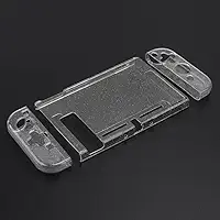 Capa protetora transparente com glitter para Nintendo Switch OLED, capa rígida de policarbonato dividido, resistente a arranhões, recortes precisos, capa de proteção diária