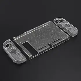 Capa protetora transparente com glitter para Nintendo Switch OLED, capa rígida de policarbonato dividido, resistente a arranhões, recortes precisos, capa de proteção diária