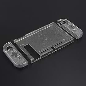 Capa protetora transparente com glitter para Nintendo Switch OLED, capa rígida de policarbonato dividido, resistente a arranhões, recortes precisos, capa de proteção diária