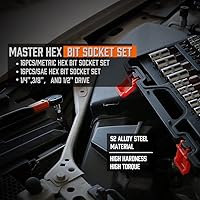 Vista 5 de HORUSDY Allen Socket Set, 32-Piece Hex Bit Socket Set,SAE and Metric with Alloy Steel 1/4", 3/8", 1/2" Allen Head Hex Key