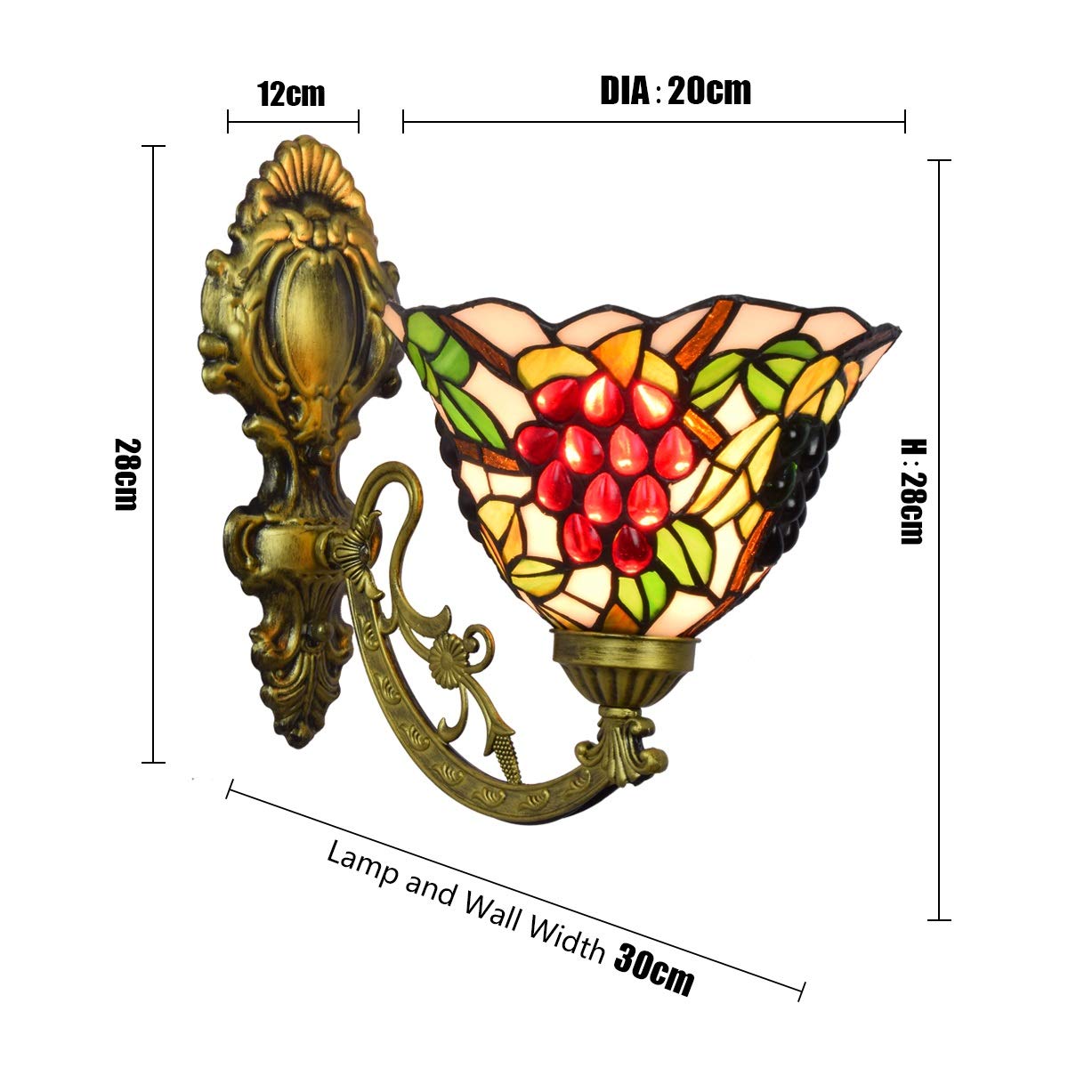 8-calowe brytyjskie szklane retro lustrzane reflektory Lampka nocna Kinkiet Przejściach Słonecznik Pojedynczy klosz Szklany kinkiet