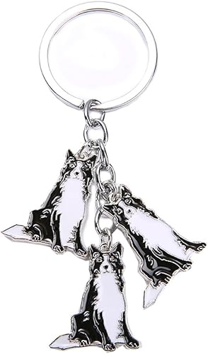 Llavero de perro, llavero colgante para mascotas, lindo llavero de metal para amantes de los perros, Collie de la Frontera