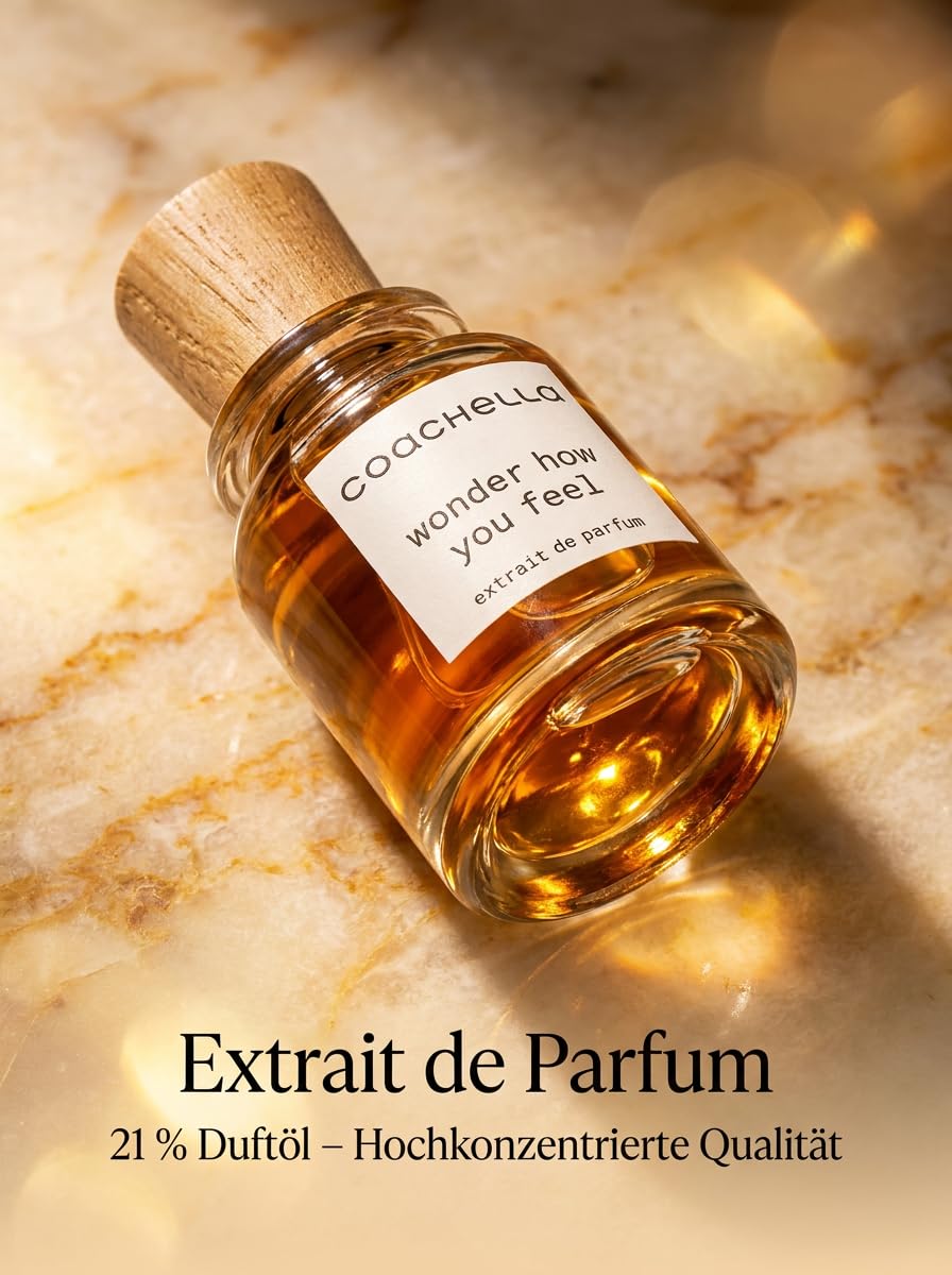 Coachella - Wonder How You Feel - Extrait de Parfum, 50 ml | Unisex | 21 % Duftöl | Made in France | Würzig, Oriental & Holzig | Langanhaltend