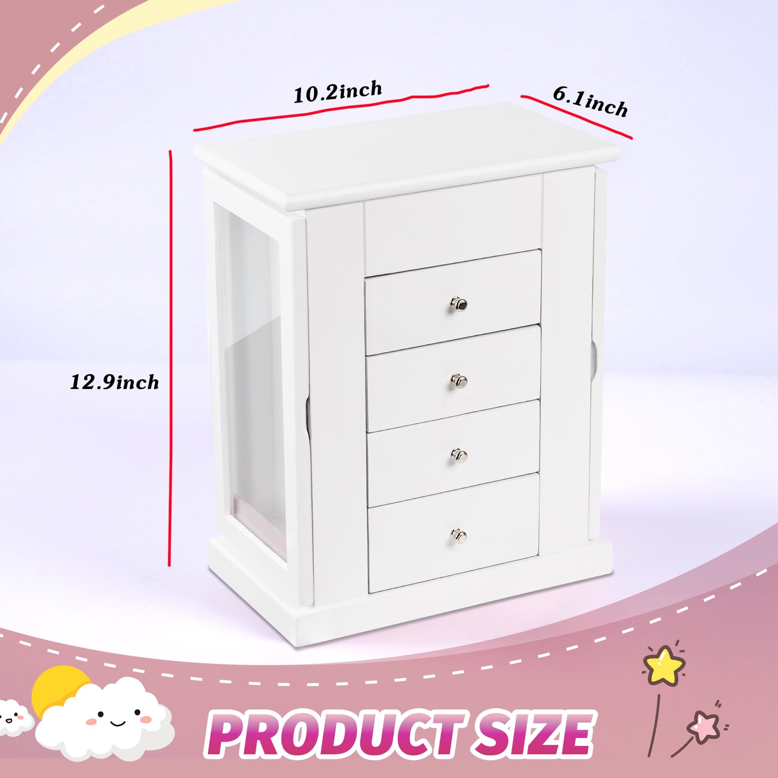 Joyero Musical Niña Madera Bailarina Giratoria 5 Niveles Regalo Blanco