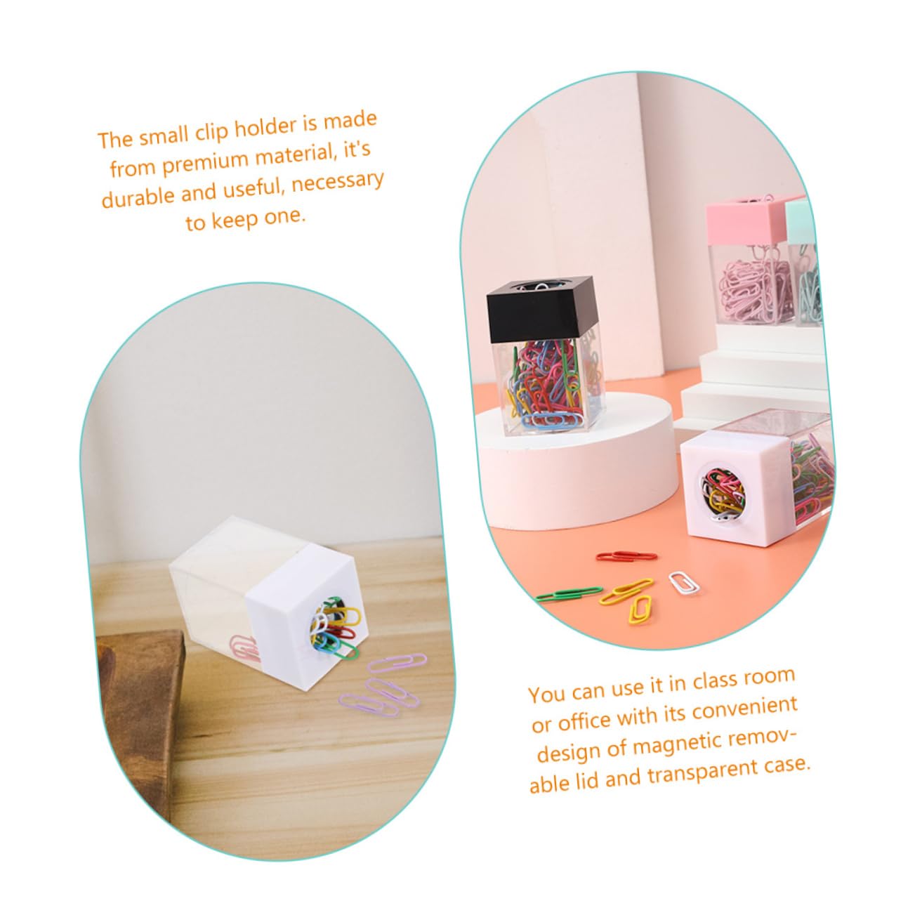 TEHAUX 6piezas Organizador De Clips Magnético Transparente Contenedor Cuadrado Para Oficina y Material Escolar Diseño Moderno y Gran Capacidad Para Almacenar Clips Clavos y Tornillos