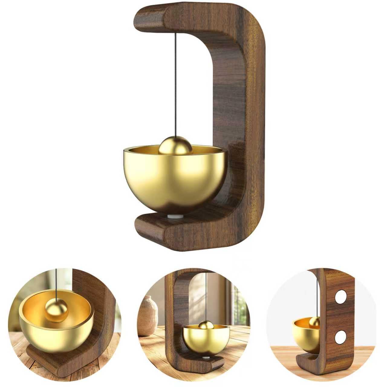 Magnetic Shopkeepers Bell for Door Opening – Decorative Wooden Chime with Brass Bell,Easy Magnetic Mount for Home,Office,Café,Store,and Garden – Ideal for Housewarming or Gift