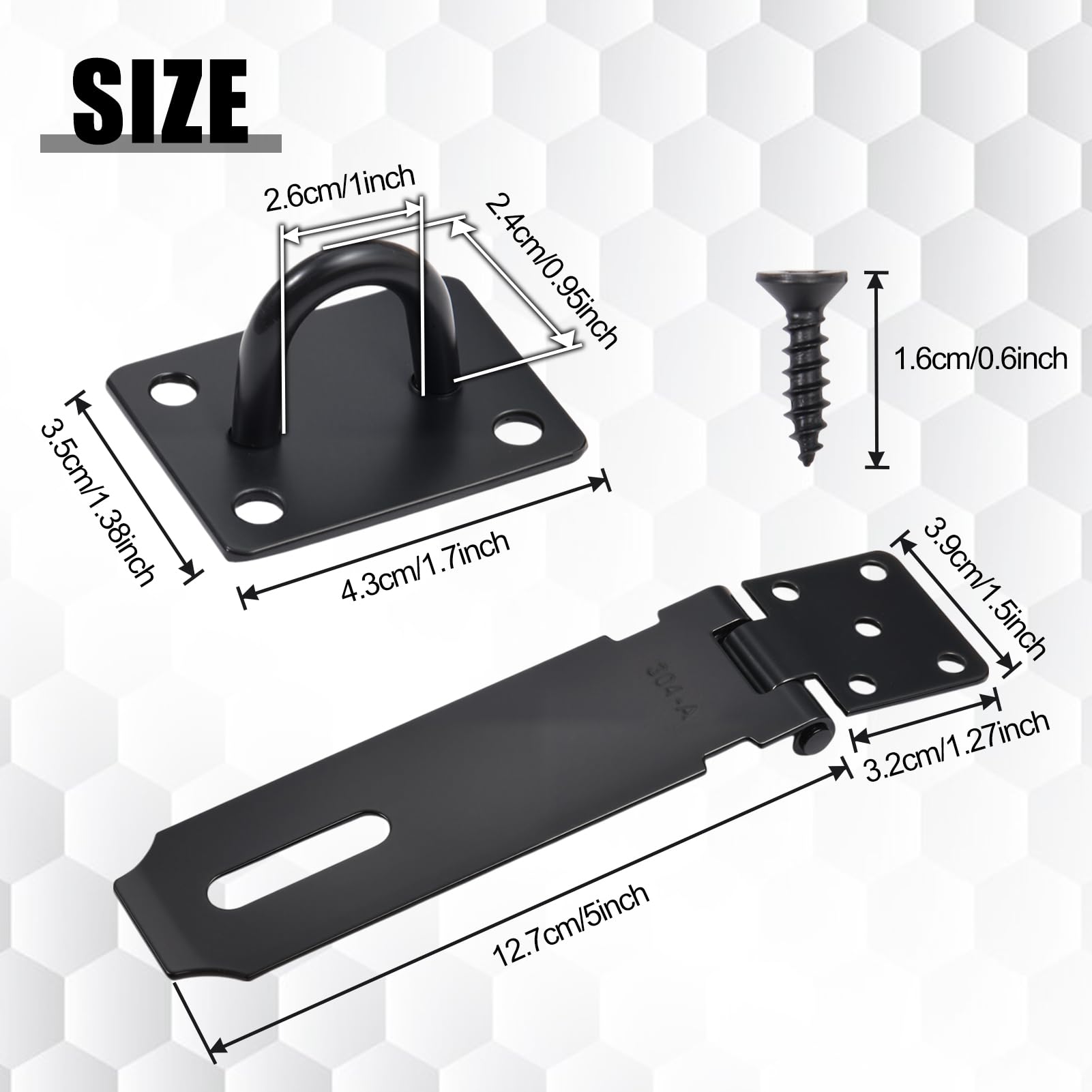 LEONTOOL 2-Pack Door Hasp Latch Locks 5 Inch Packlock Clasp 304 Stainless Steel Heavy Duty Hinge Lock Gate Door Padlock Hasp Lock Latch with Screws for Gates Doors - Image 2