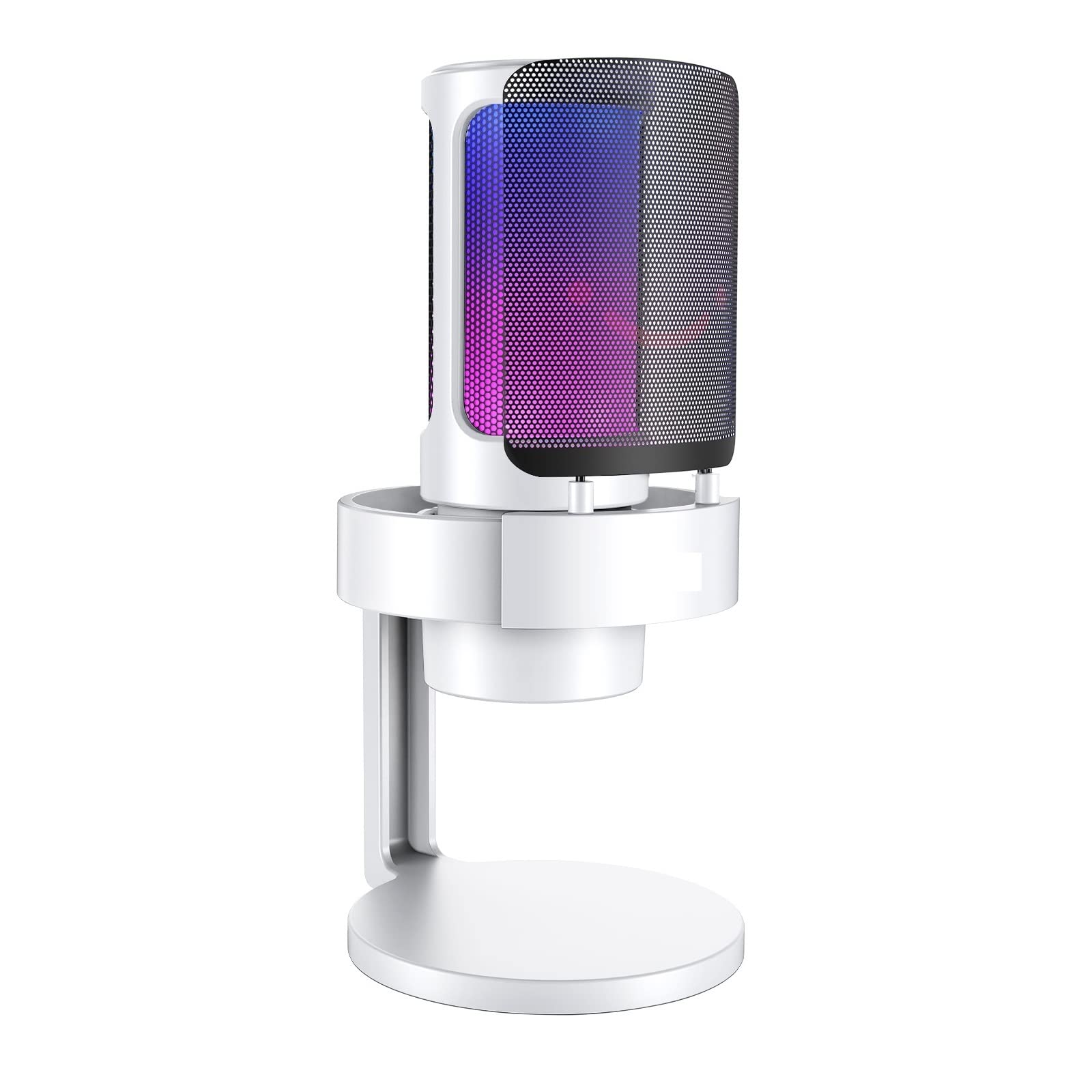 Microphone USB blanc A8 avec prise casque et bouton muet pour PC