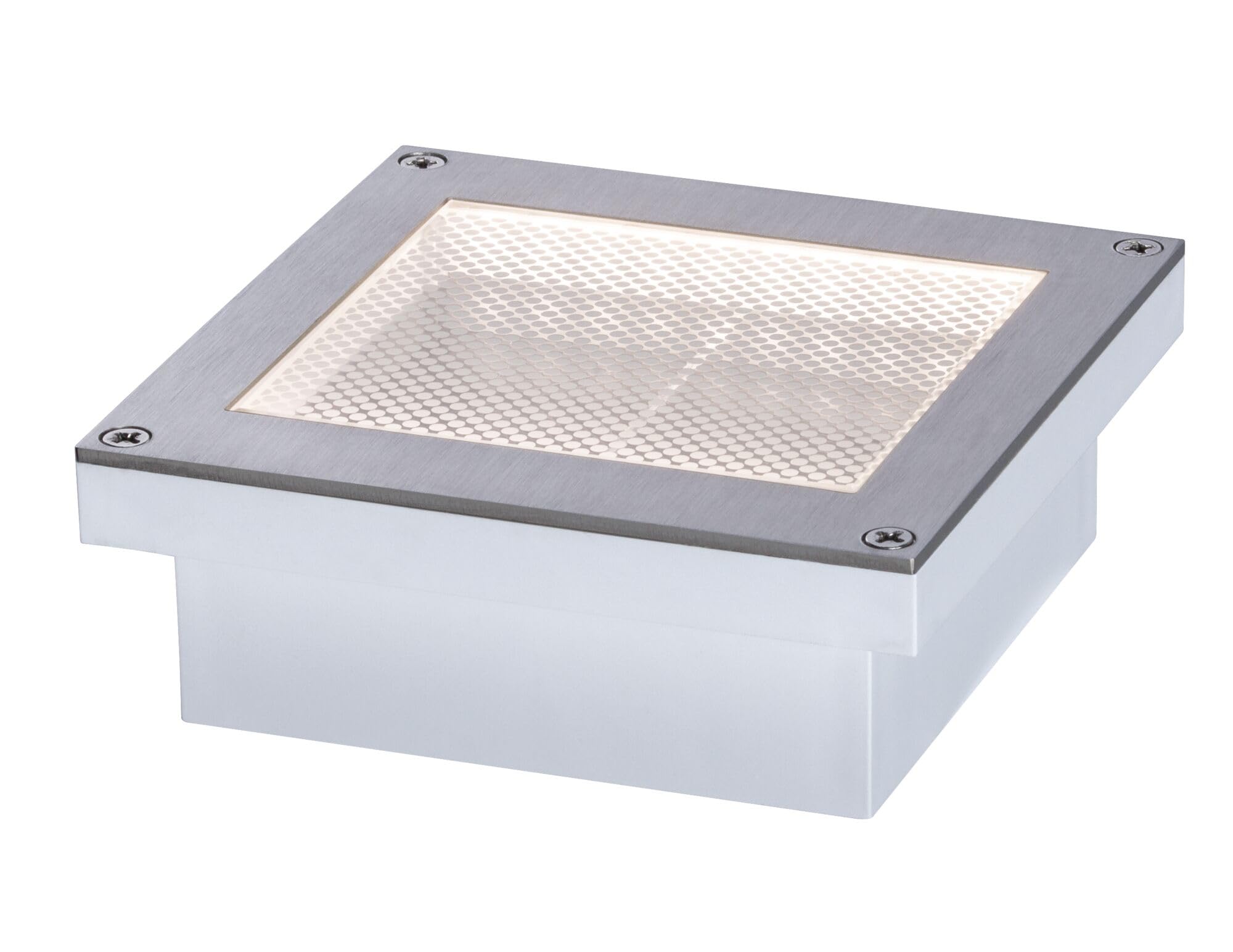 Paulmann 94238 Aron Spot solaire encastrable au sol LED carré avec 1 ampoule 0,7 W en acier inoxydable et plastique Blanc chaud 3000 K