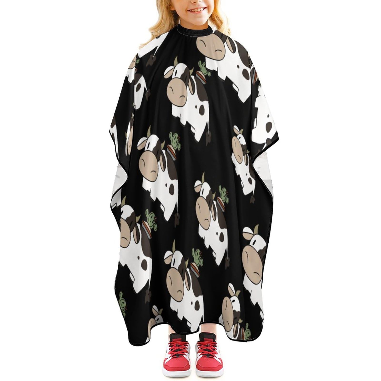 Cow and Flower Cactus Hair Cutting Cape for Kids Professional Barber Cape Waterproof Haircut Apron Hairdressing Accessories