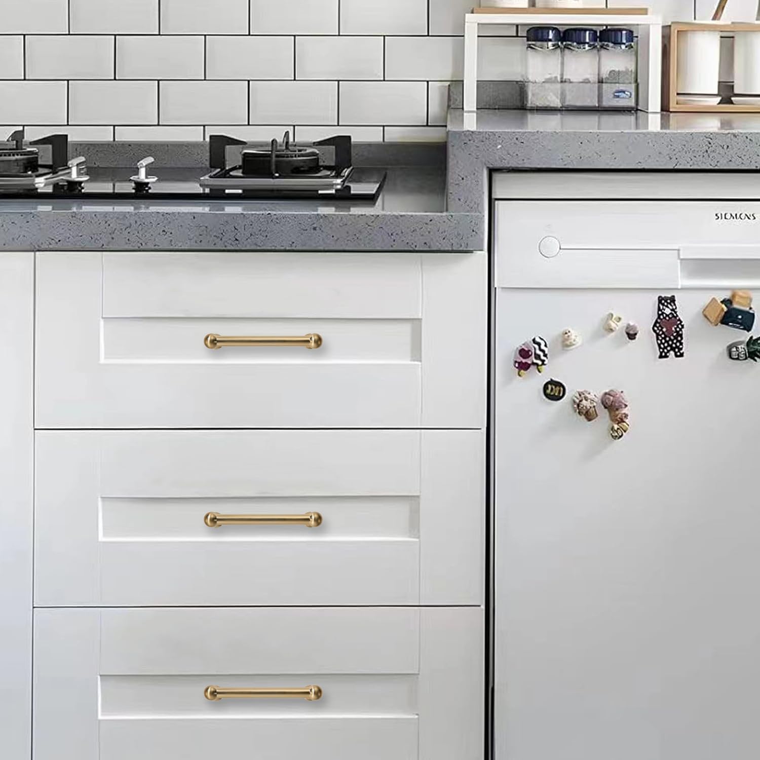 10 Pack 5 Inch Hole Center Brushed Brass Cabinet pulls Solid Heavy Duty Drawer Handles Dresser Handles Cabinet Handles Bathroom Cabinet Handles