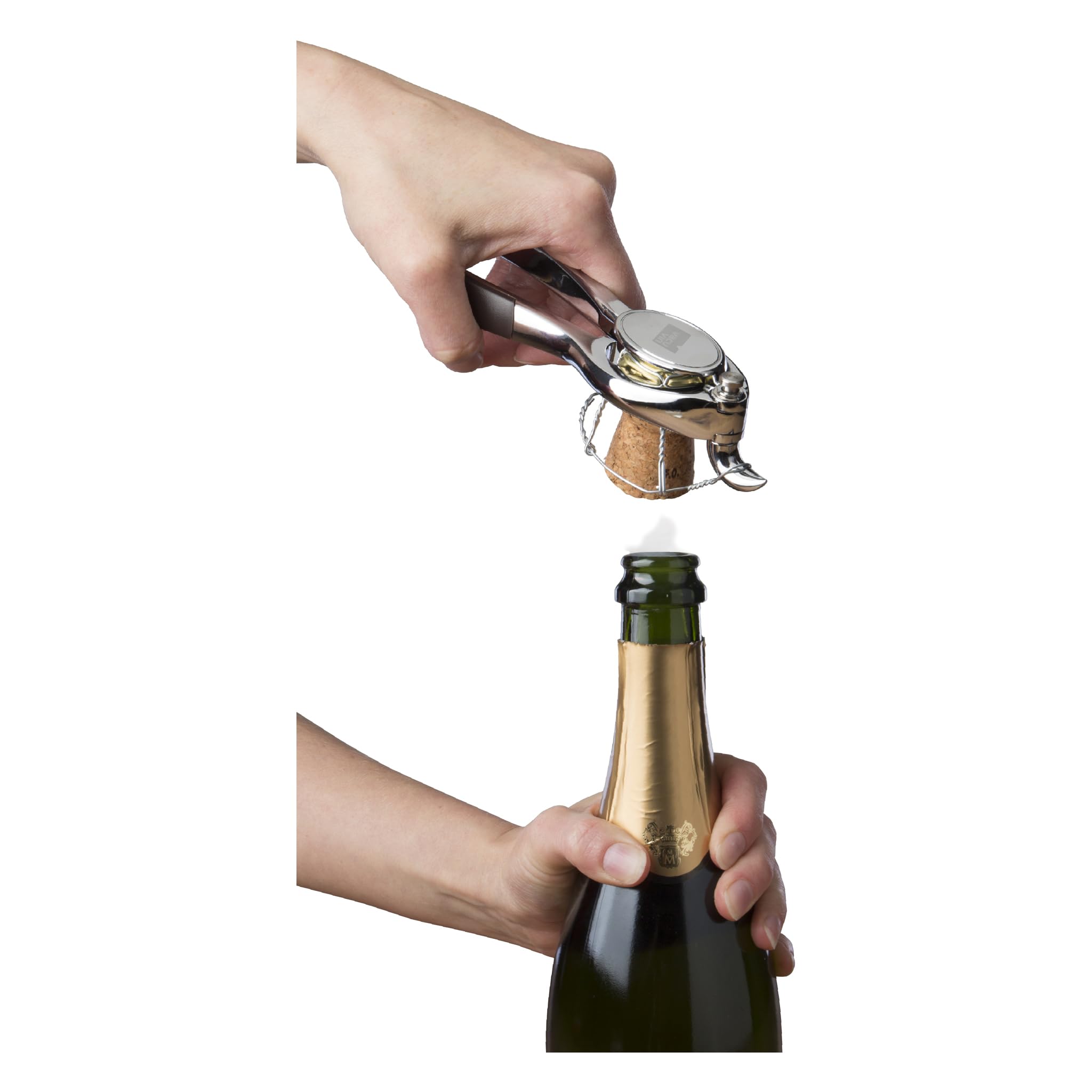 Vacu Vin 68625606 Pinza Champagne, Inossidabile, Acciaio/Nero, 7.2x18.4x3.7 cm