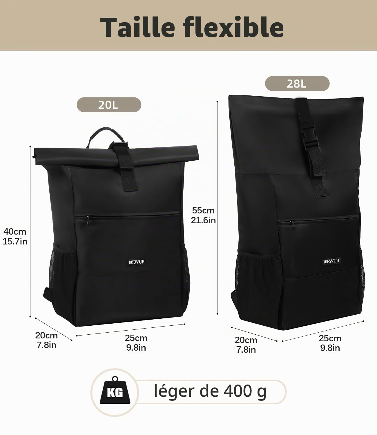 DEWUR Sac à dos isotherme 20 l - Sac à dos isotherme - Sac isotherme - Sac à dos de pique-nique étanche avec décapsuleur - Pour pique-nique, camping, plage, randonnée, voyage, shopping
