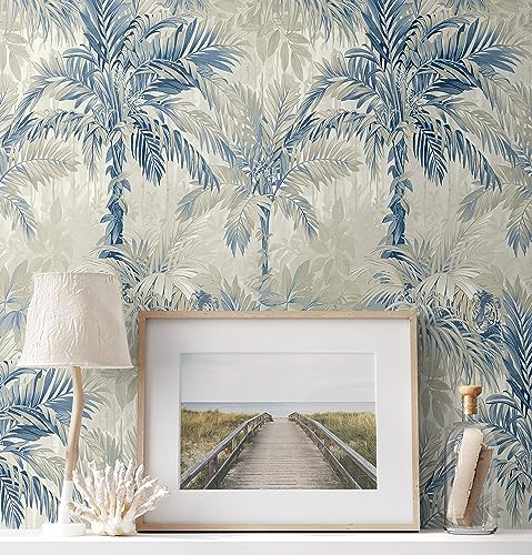 Image of Tommy Bahama Cat Island Jungle Peel and Stick Wallpaper (Blue)