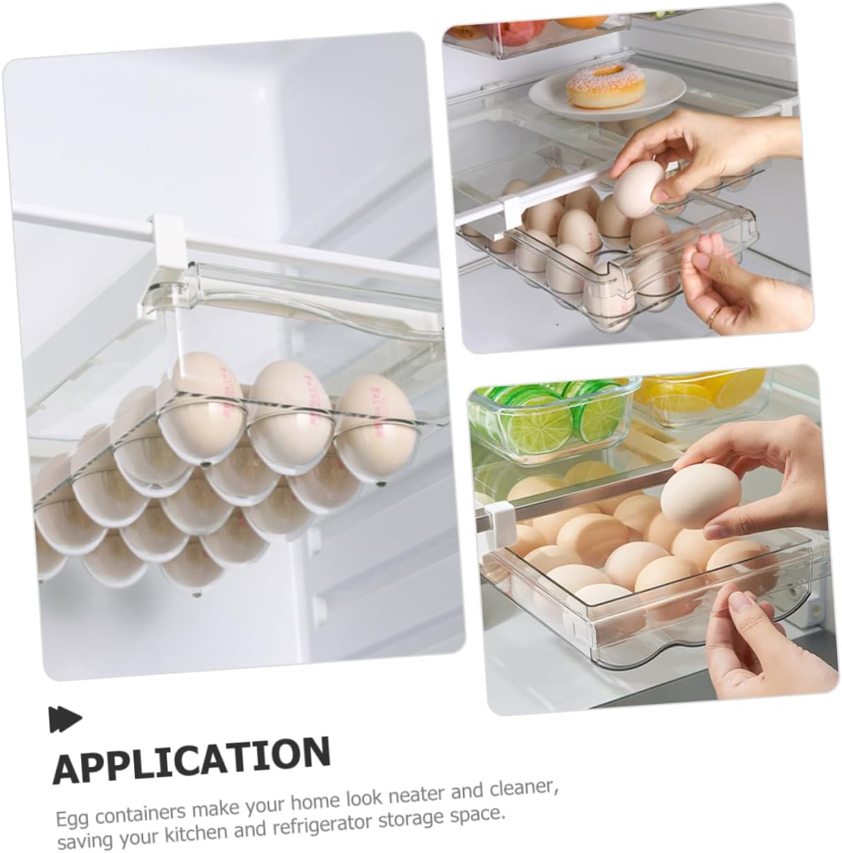 Egg Storage Drawer Organizer for Refrigerator Space-saving Container for Eggs Kitchen Fridge Organizer Prevents Breakage Easy to Clean and Use