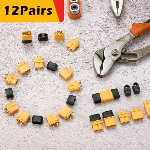 Image of Frienda 12 Pair XT60 Connectors (XT60 Upgrade) LiPo Battery Connectors Male Female Bullet Connector Plugs for RC Parts LiPo Battery