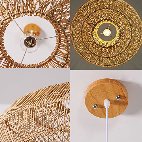 Abat-jour ovale en osier style bohème avec suspension réglable culot E27 - 4