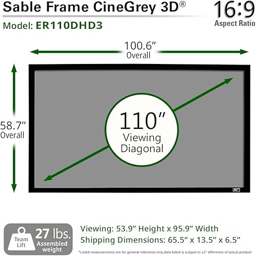 Miniatura 10 de Elite Screens Serie ezFrame, Pantalla de proyección de cine en casa de marco fijo Sable Frame Series