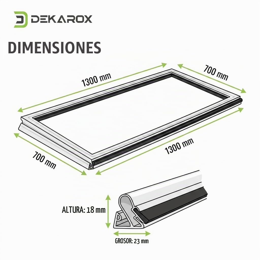 Junta universal para puerta de frigorífico 1300x700mm – Junta magnética para atornillar para Bosch, Siemens, AEG, Electrolux, Bauknecht, Beko, Neff