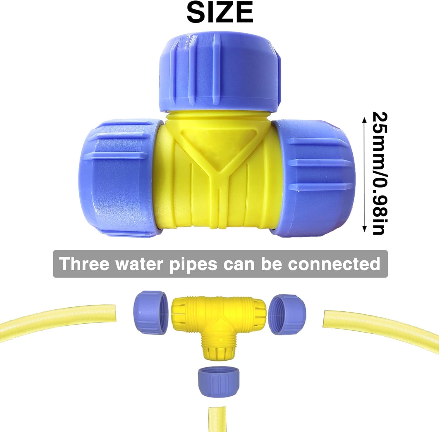 Yeerum 3 Way T Shaped Hose Pipe Connectors, Hose Connectors Quick