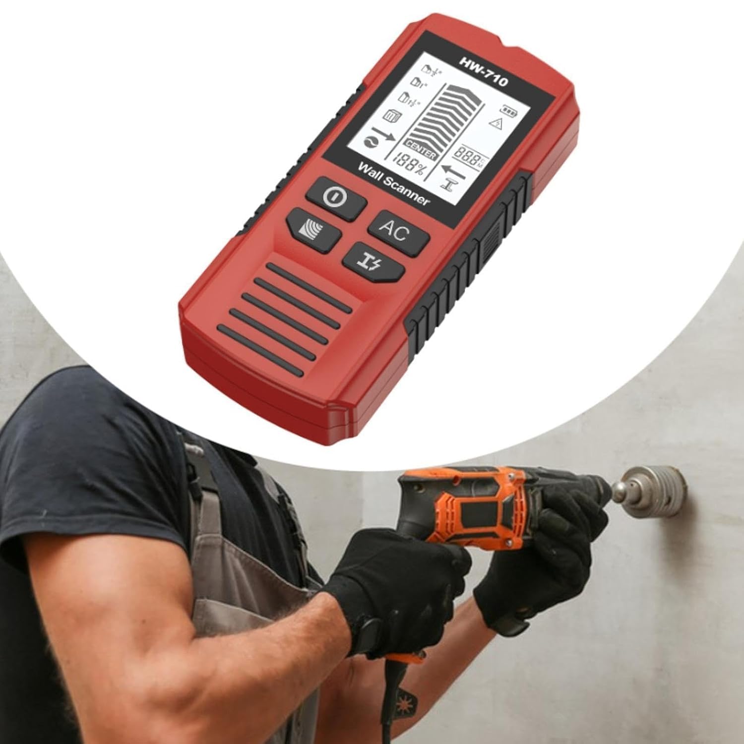 ILSMYSUTRA 5 in 1 Stud Finder Wall Scanner Auto Calibration 15x6.7x3cm with Audio Alarm Red|Home & Garden | Tools | Measuring & Layout Tools-image-46