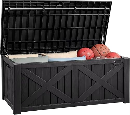 Vista 25 de Yitahome Caja de almacenamiento para exteriores de 30 galones, caja de almacenamiento para exteriores de resina impermeable para paquetes de entrega