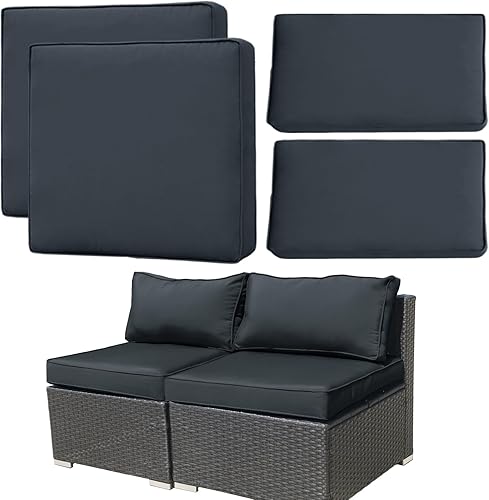 4 fundas de cojín de repuesto para patio, fundas de cojín de asiento de patio al aire libre, fundas de sofá de muebles, fundas impermeables para