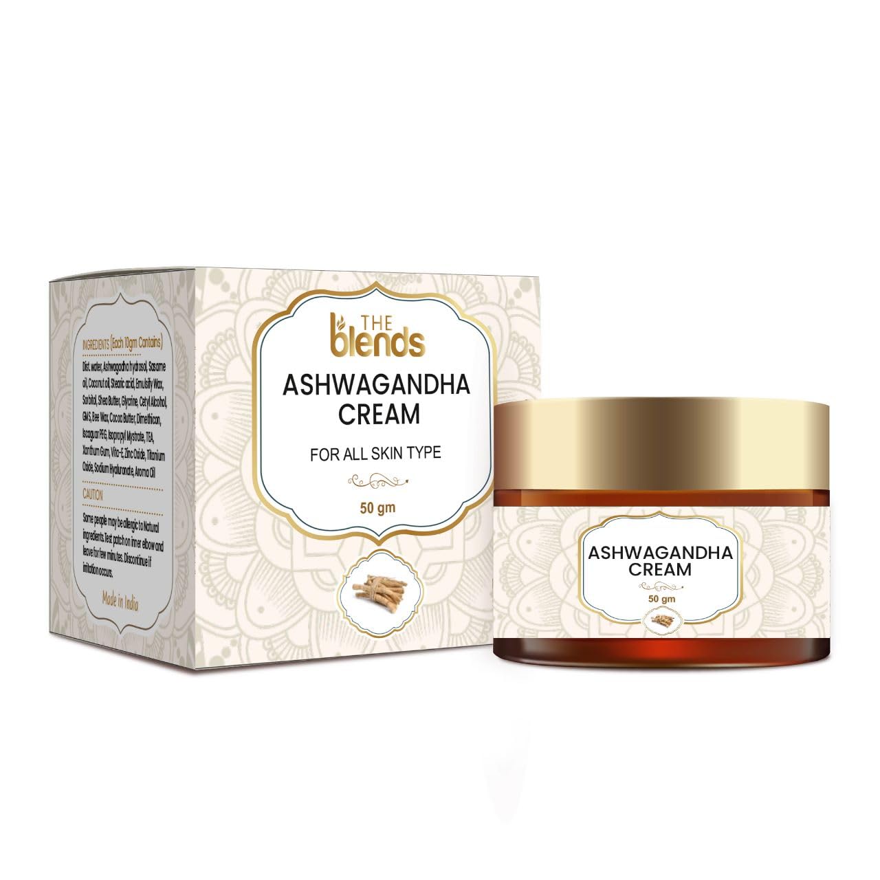 The Blends Ashwagandha cream | Rejuvenating |Face glow,Brightening Pigmentation & Dark Spots Control cream | Chemical free moisturizer,For Men & Women Pack of 1, Count 50 Gm