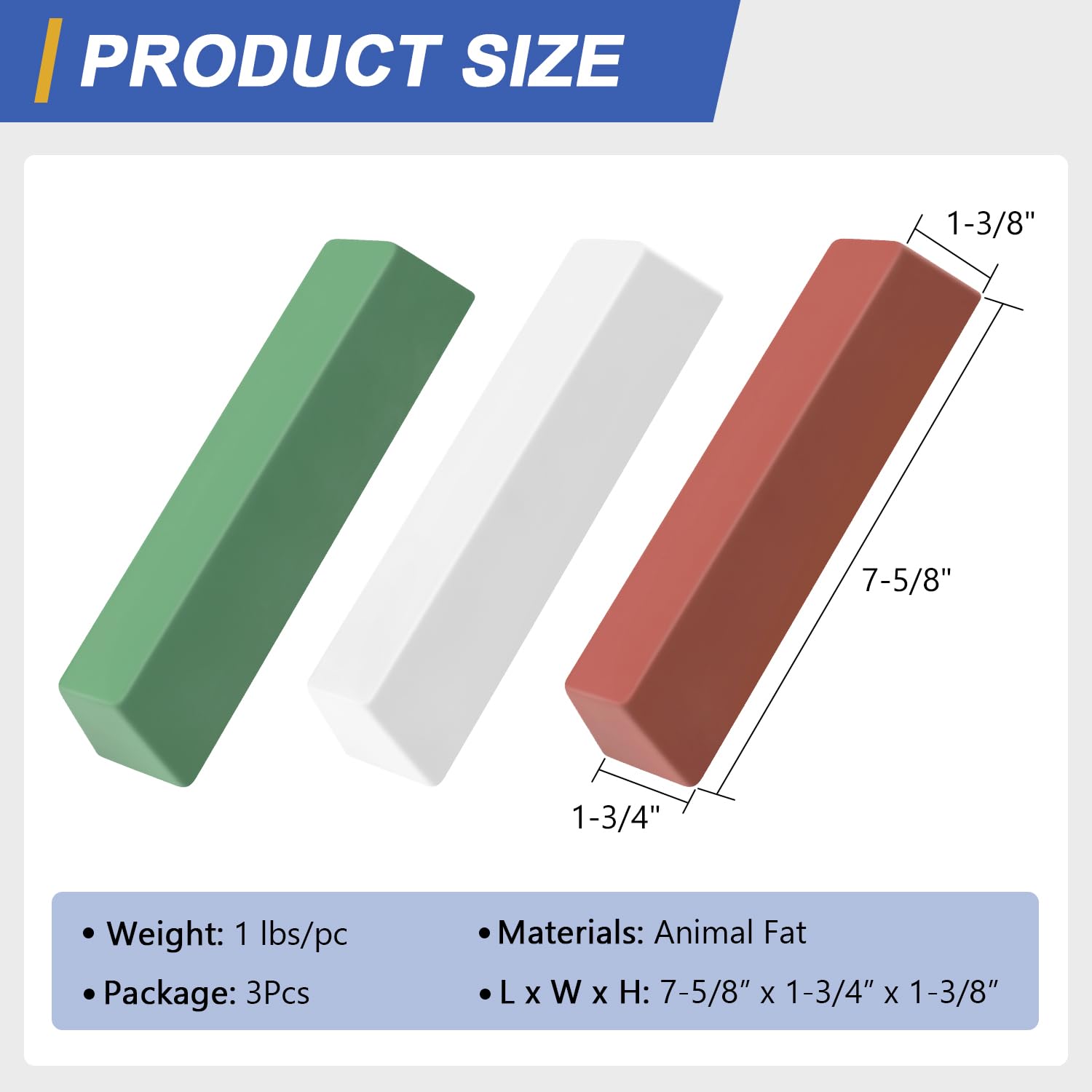 SCOTTCHEN Buffing Polishing Cutting Compounds 3 lbs.Kit Polishing Rouge Bars for Buffing polishing Wheel- Green Fine/White Medium/Red Coarse - 3 Pack