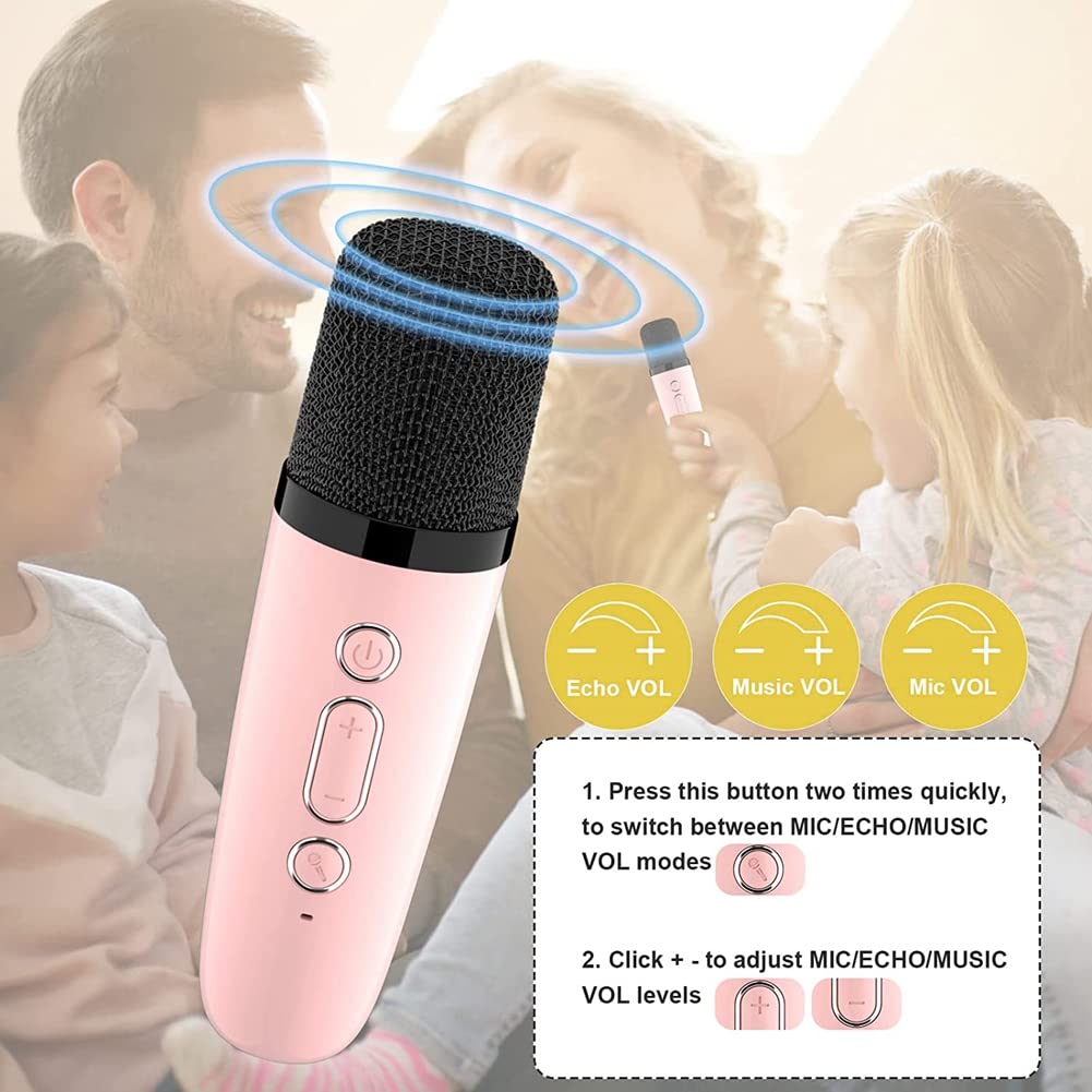 Karaoke Portatile Per Bambini - 2 Microfoni Wireless, Luci LED, Bluetooth, Effetti Voce - Foto 4