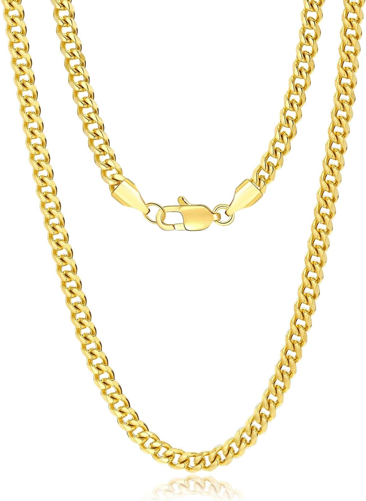 5mm/7mm Real Gold Plated Cuban Link Chain for Men, Mens Stainless Steel Gold Chain Necklace Jewelry for Men