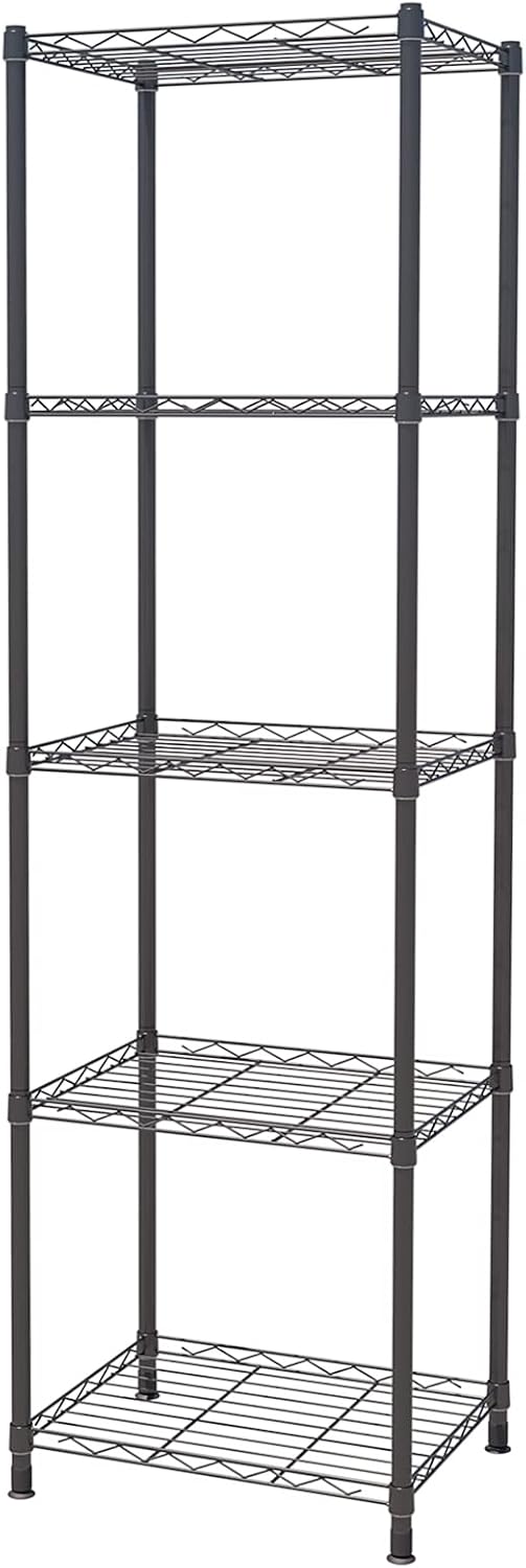 ZHAZHADI 5 Tier Fixed Layer Spacing Storage Shelf Metal Storage Rack Wire Shelving Unit Storage Shelves Metal 660Lbs Capacity 17" L x 13" W x 63" H for Pantry Closet Kitchen Laundry Black