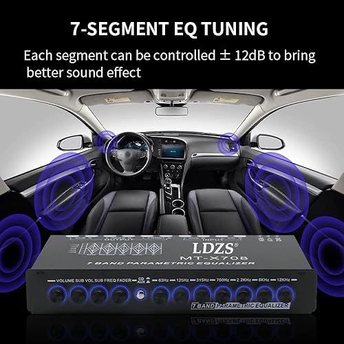 Miniatura 5 de Profesional 7 bandas ecualizador de coche multifuncional audio ecualizador ecualizador ecualizador paramétrico ecualizador de audio para coche