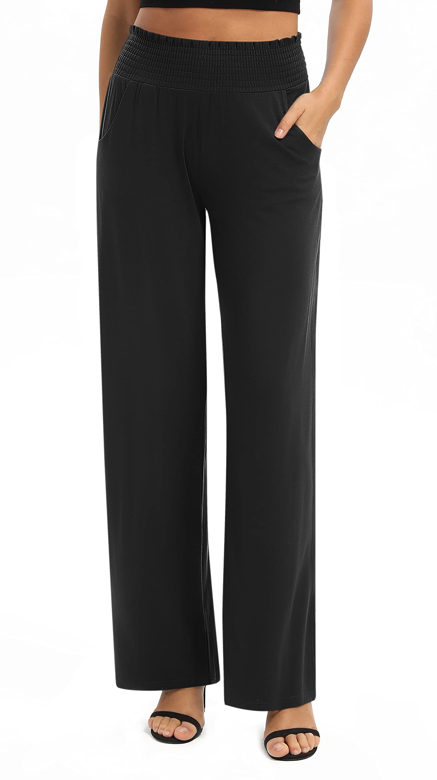 Pantalones Palazzo Pierna Ancha Elástico Cintura Yoga Mujer