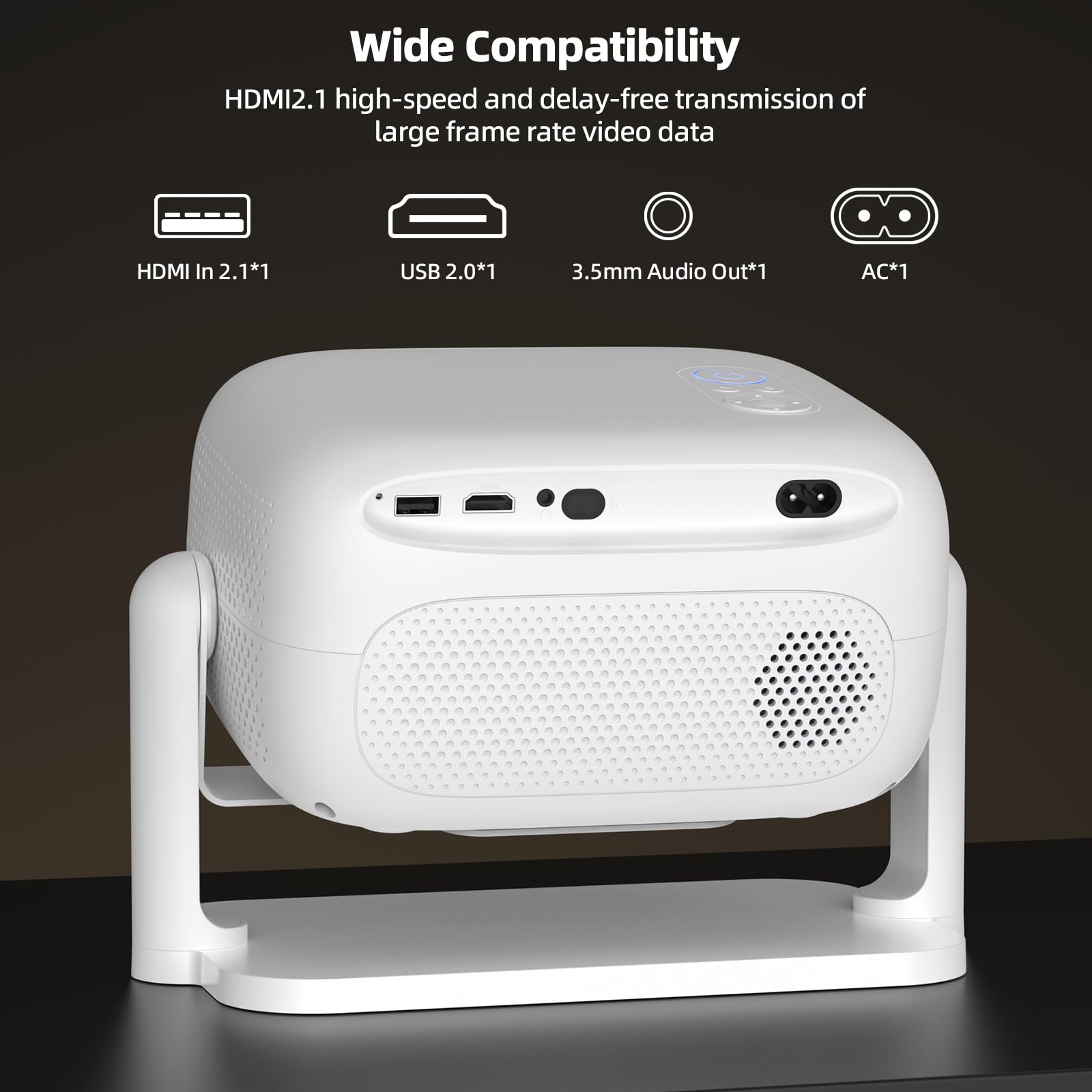 Bettdow per [Netflix Official] Proiettore Intelligente 4K, 1080P Autofocus/Correzione Trapezoidale, Videoproiettore con WiFi6 e Bluetooth 5.2, HDR 10/10+ Proiettore Home Theater, Bianco
