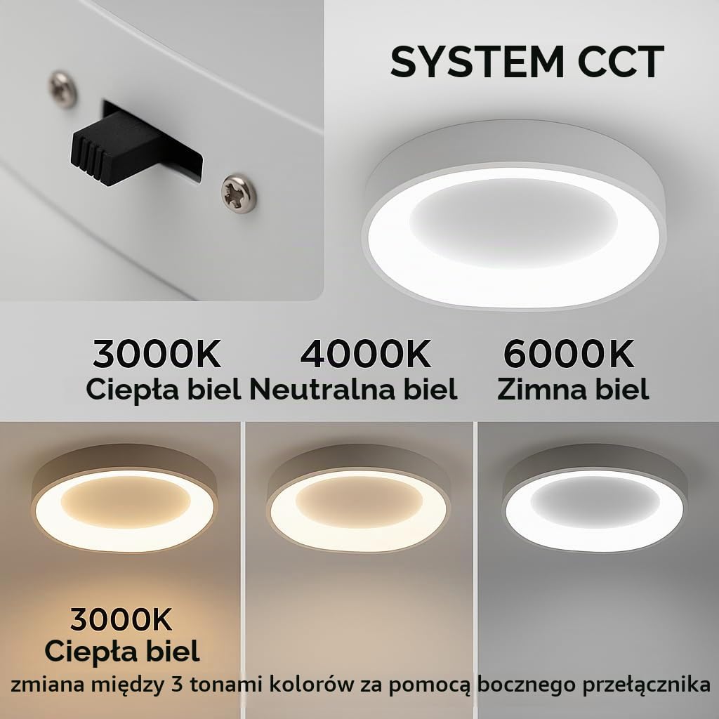 Alpinaluz Lampa sufitowa LED Ø40 cm – 36 W z regulacją barwy światła 3000K/4000K/6000K – nowoczesny, nieregularny falisty design w białym macie z akrylowym dyfuzorem opalowym do salonu i wnętrz