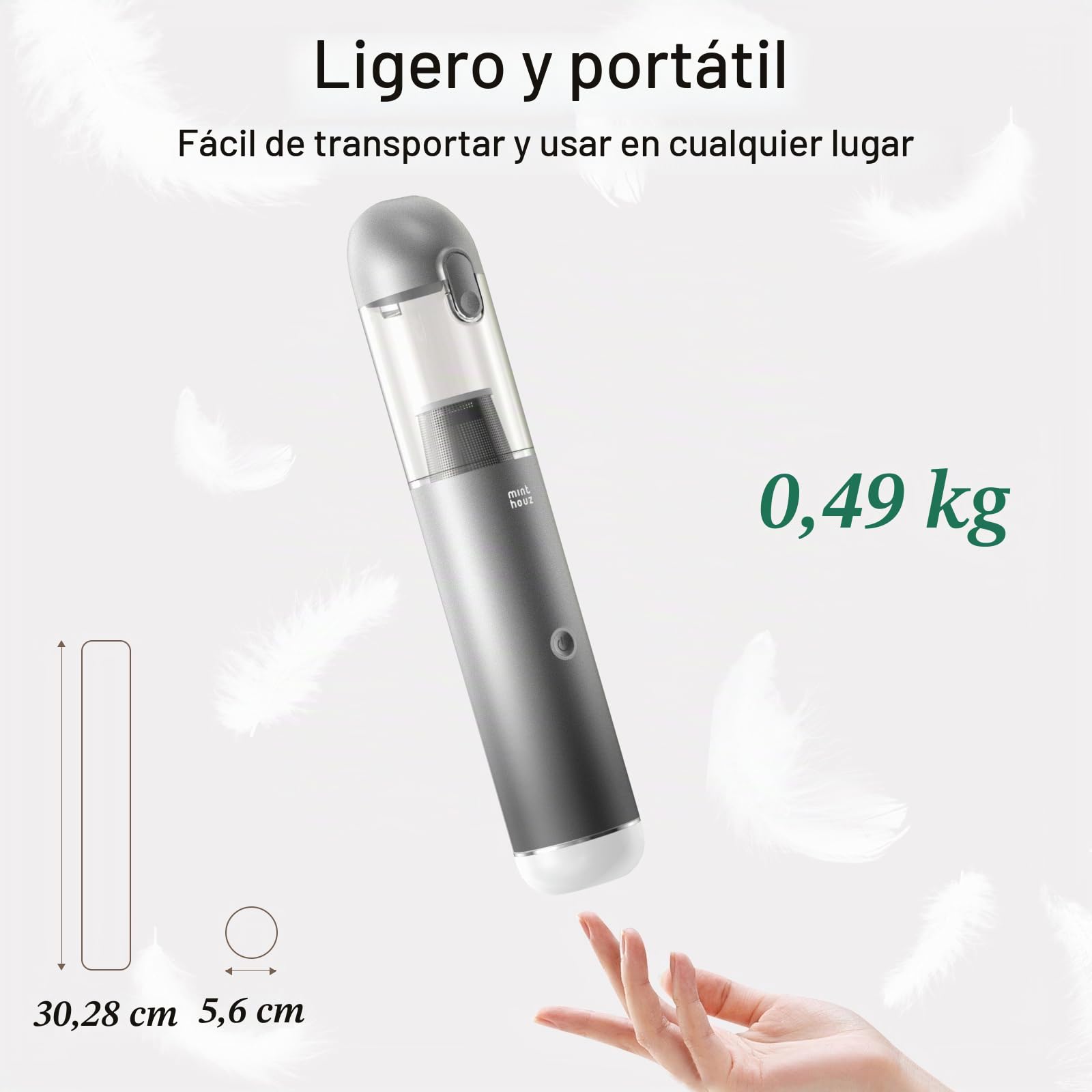 Minthouz Aspiradora de Mano 17000Pa/120W Aspirador de Coche Portátil Aspiradoras de Mano sin Cable 3 en 1, para el Hogar, el Coche y Las Mascotas