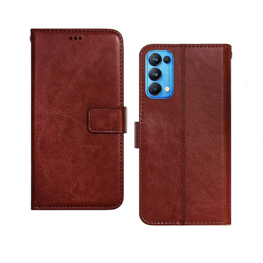 Pinaaki Enterprises Oppo Reno 5 Pro Flip Case | Premium Leather Finish | with Card Pockets | Wallet Stand |Complete Protection Flip Cover for Oppo Reno 5 Pro - Brown (B08X9WXWTD) Amazon Price History, Amazon Price Tracker