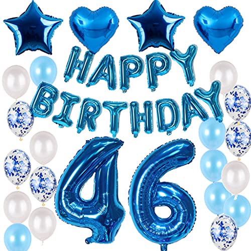 Décoration d'anniversaire 46 ans - Bleu homme garçon - Kit de décoration d'anniversaire 46 ans - Guirlande bleue Cover