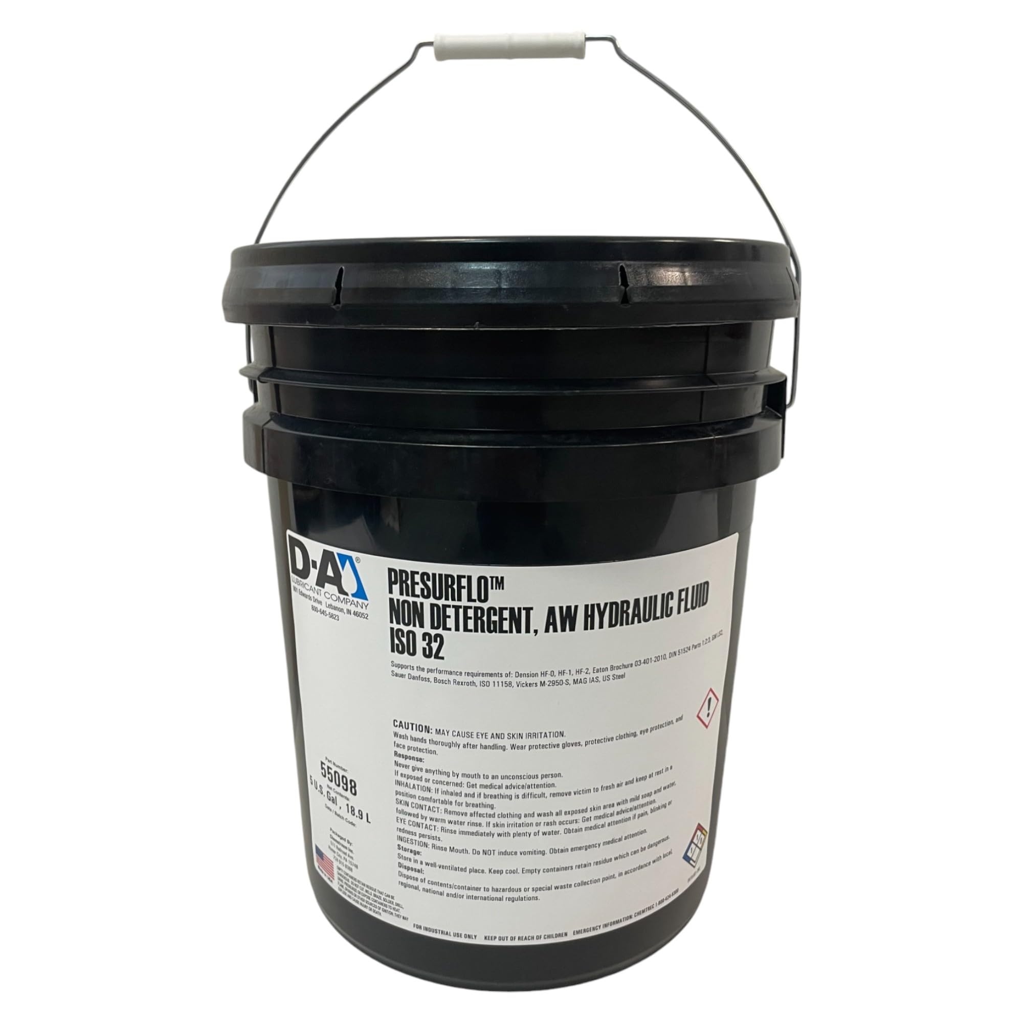 PRESURFLO AW32 Hydraulic Fluid | 55098 | DA Lubricant Company | ISO 32 | Non Detergent | 5 Gal. Pail w/Spout