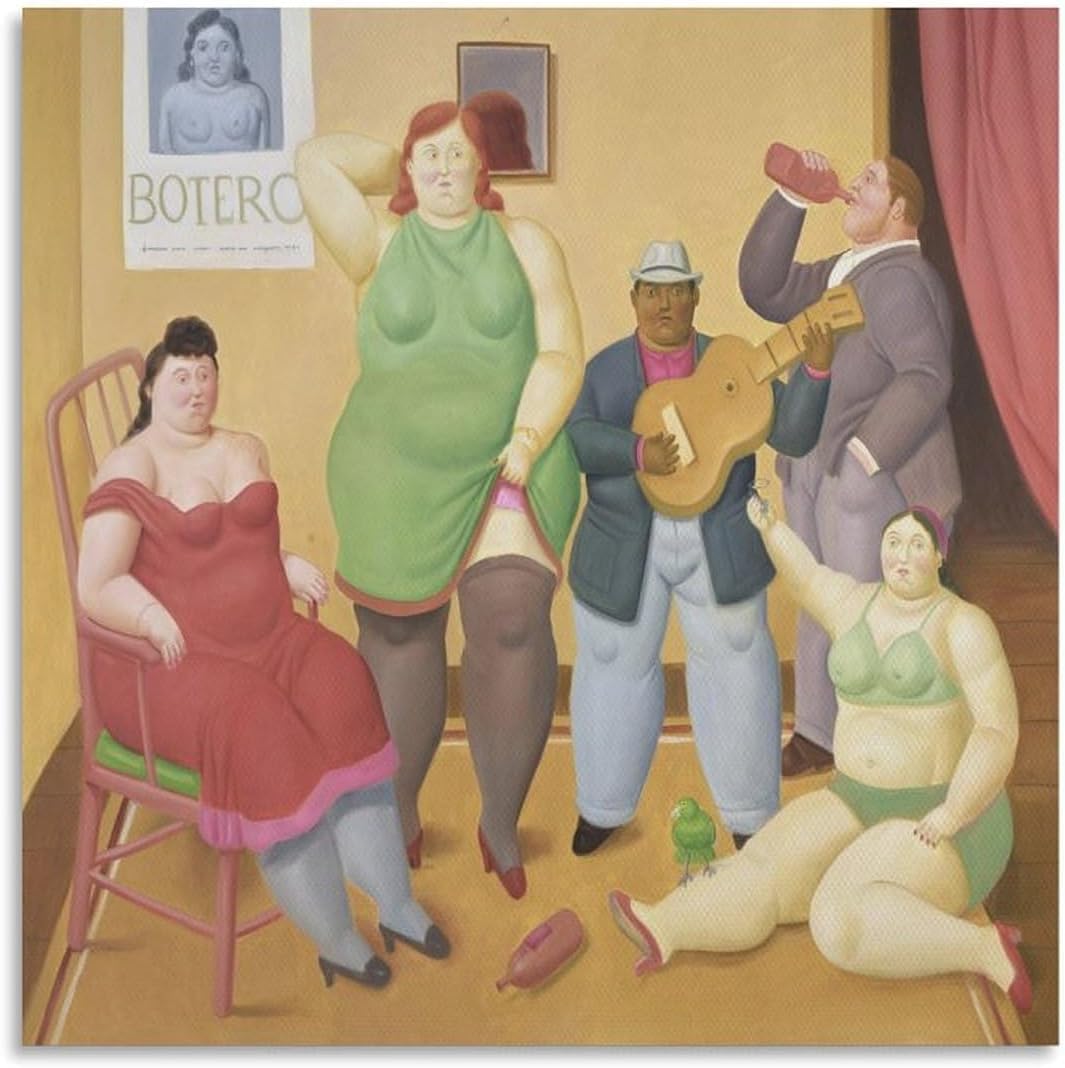 Matvsd Kohecs Fernando Botero Nightlife Canvas Wall Art for Living Room, 40x40cm, Unframed