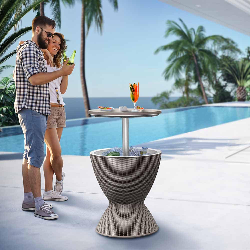 TERRE JARDIN Table glacière Cool Bar Imitation rotin