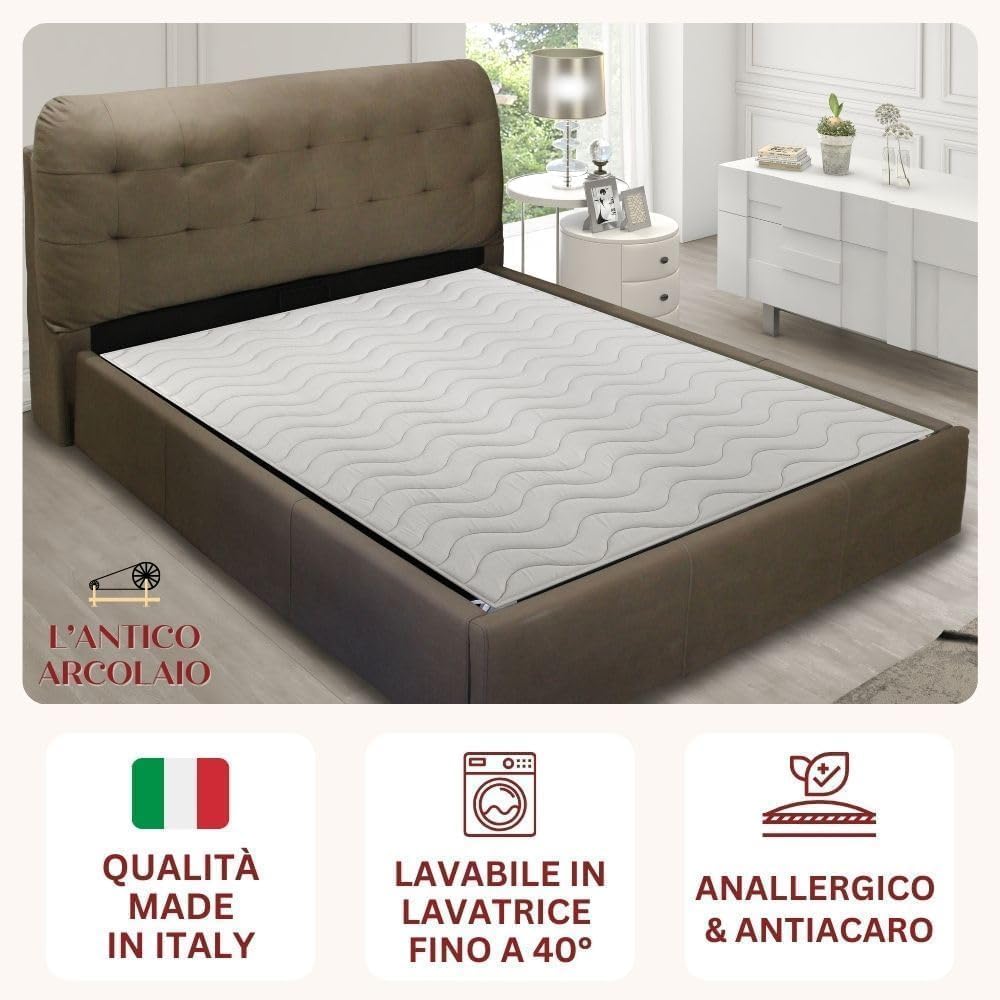 L'ANTICO ARCOLAIO - Coprirete Singolo 90x200 con Lacci per Fissarlo Saldamente agli Angoli del Letto, Coprirete Trapuntato per Letto Singolo Prodotto Italiano, Materiale Anallergico e Antiacaro