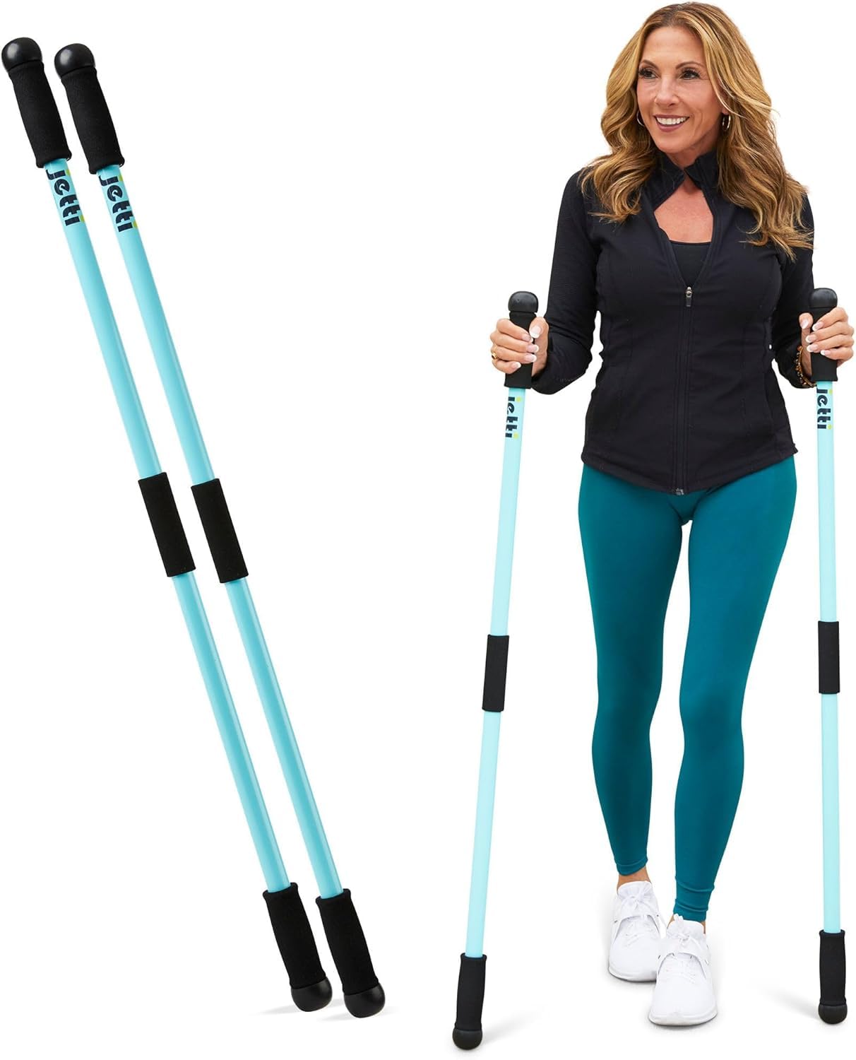 Walking Sticks for Women & Men - 2 Lightweight PVC Poles with Carrying Case - Ideal for Walk, Fitness, Increase Stability & Improve Posture (2.2lbs)