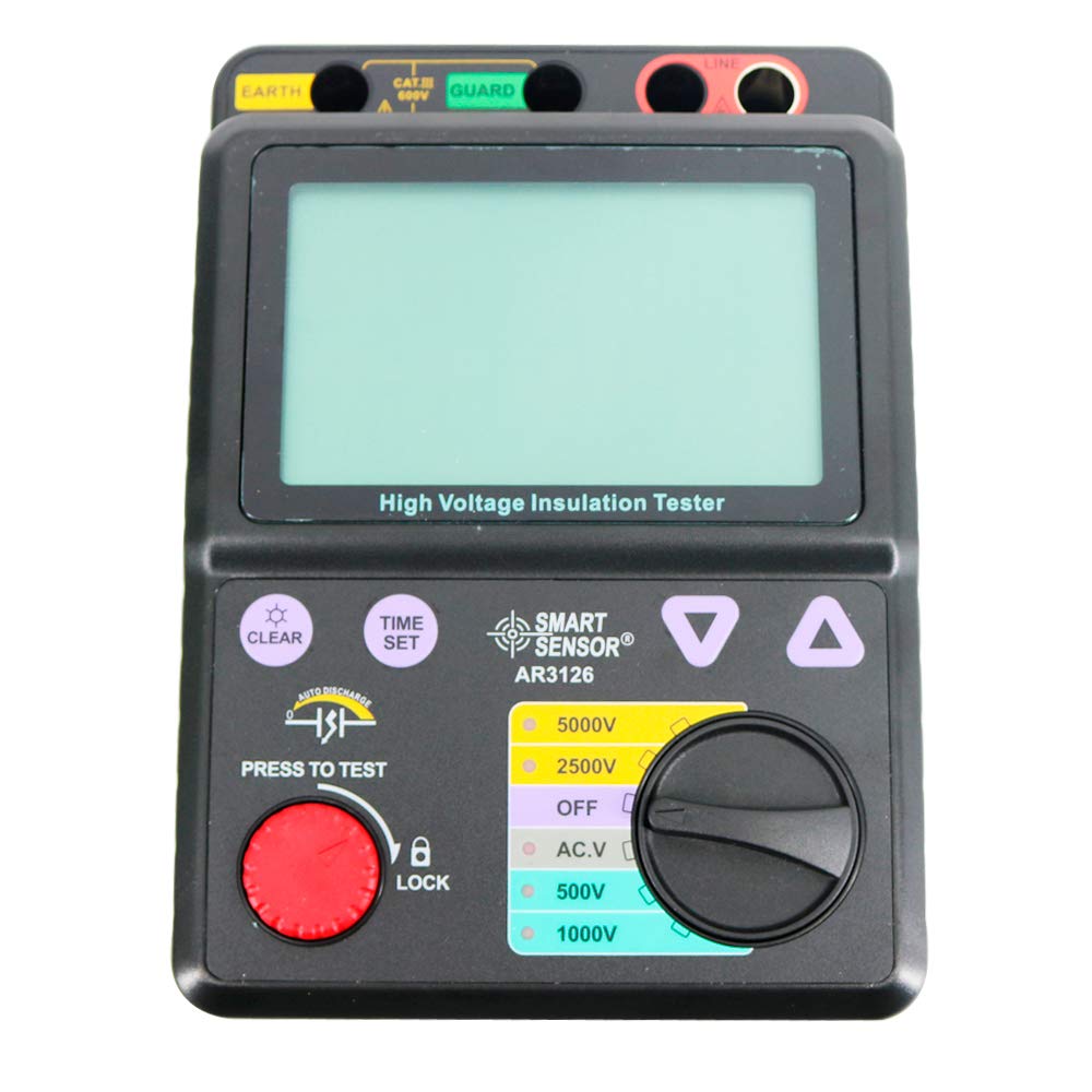 Smart Sensor AR3126 Probador de Aislamiento de Alto Voltaje 0-1000G ohm 500V / 1000V / 2500V / 5000V