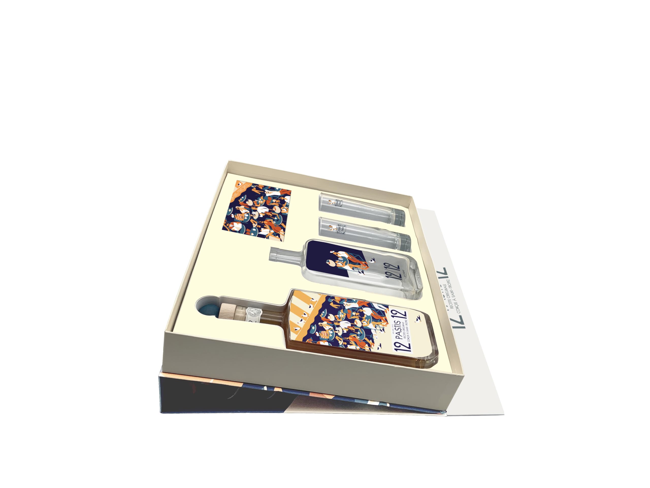 Pastis 12/12 Coffret Terrasse + Carafe et 2 verres 45° 70cl