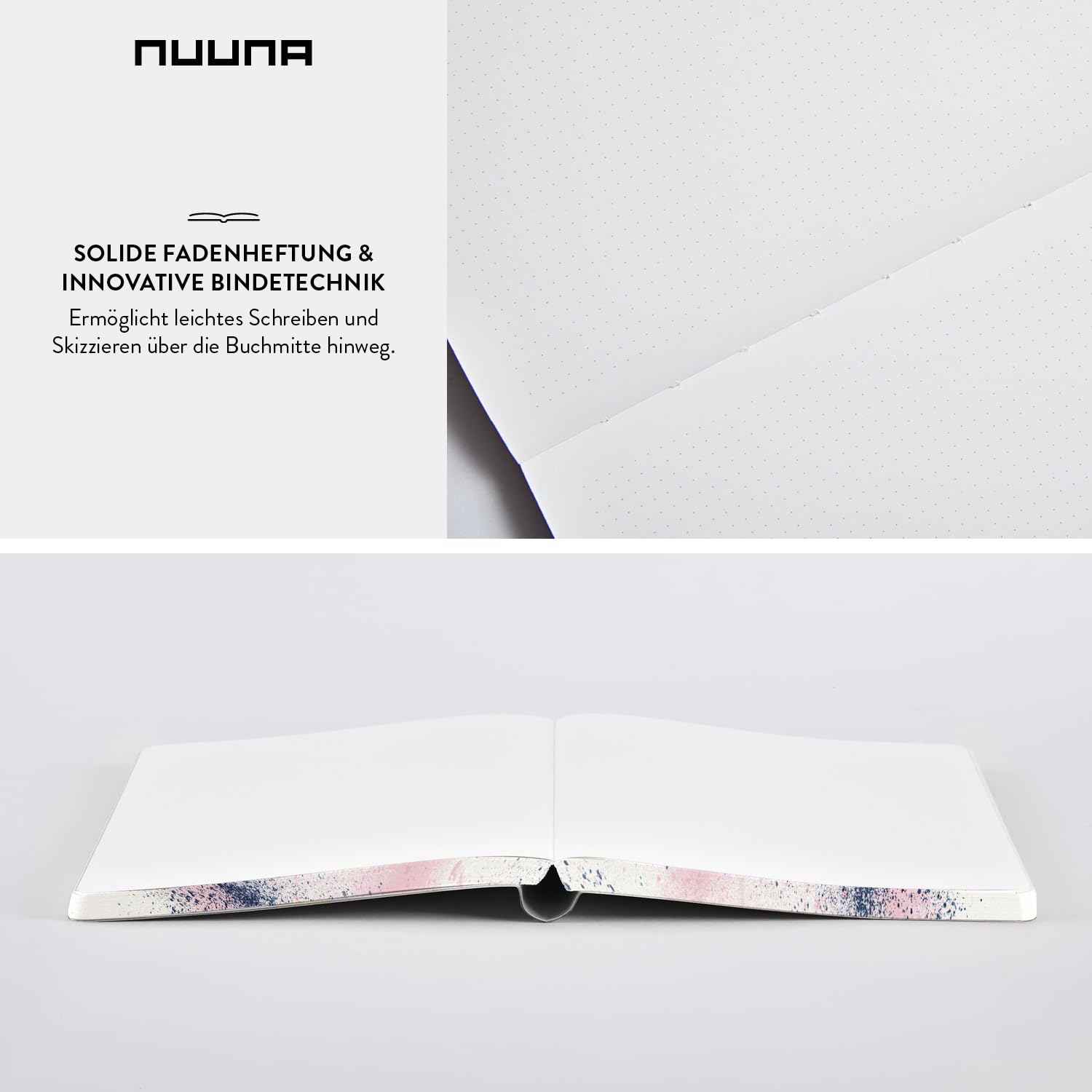 Nuuna Notizbuch A5+ Composition L - Splash, veganer Einband weiß